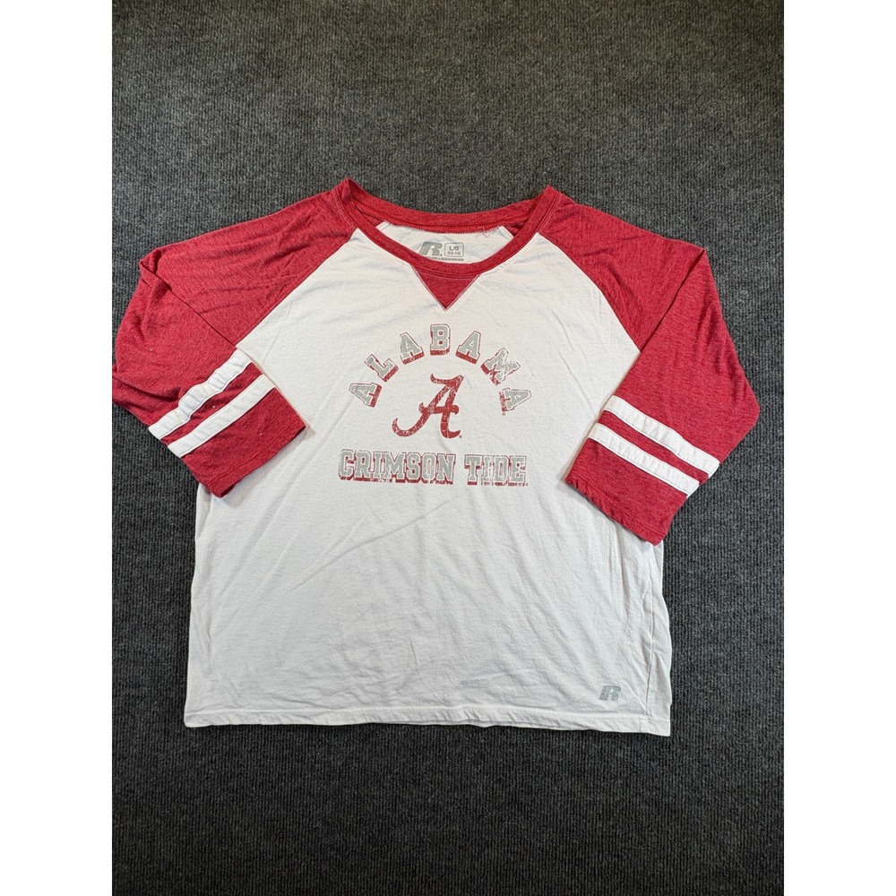 Russell Athletic Alabama Crimson Tide Raglan 3/4 Sleeve Tee Youth Large 12-14